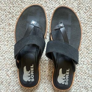 Sorel Black and Brown Slide Sandals